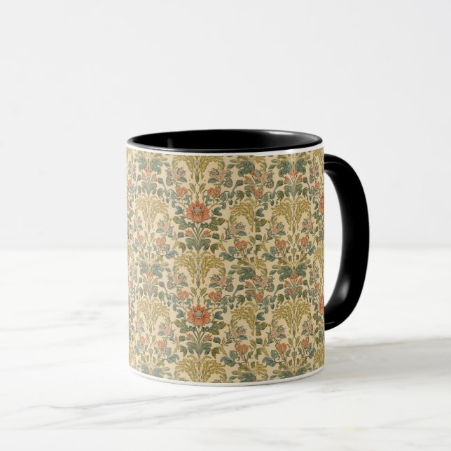 Caneca William Morris Antique Honeysuckle Padrão Floral (Frente Esquerda)
