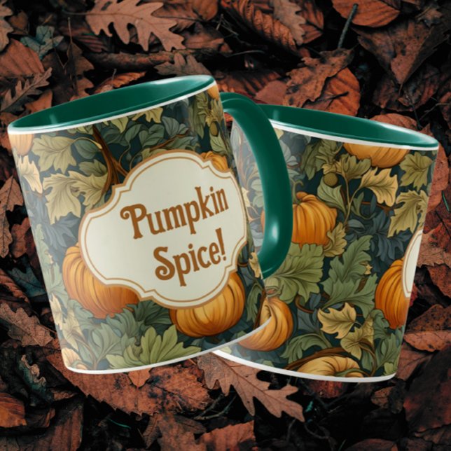 Caneca William Morris Autumn Pumpkin Spice Personalizado (2 sizes. Personalize it!)
