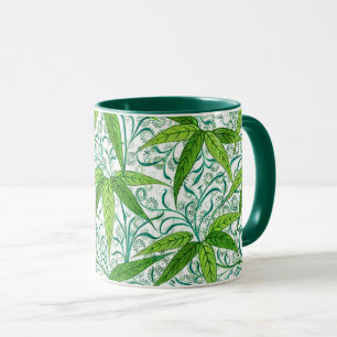Caneca William Morris Bamboo Impressão, Verde e Branco