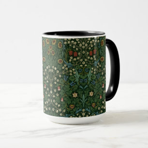 Caneca William Morris Blackthorn Azul Branco Verde Floral
