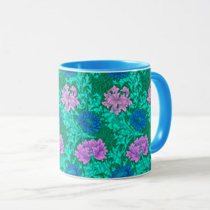 Caneca William Morris Chrysanthemums, Aqua e Violet