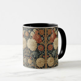 Caneca  William Morris Chrysanthemums Floral Art Nouveau 