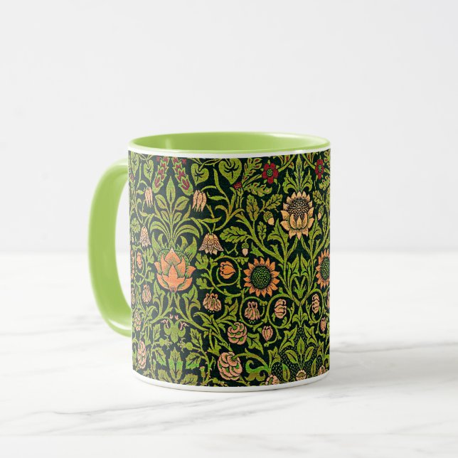 Caneca William Morris - Columbine, verde escuro, (Frente Esquerda)