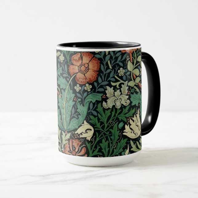 Caneca William Morris Compton Floral Art Nouveau Pattern (Frente Esquerda)