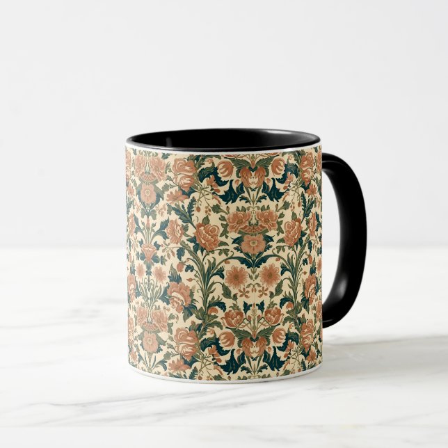 Caneca William Morris Compton Floral Art Nouveau Pattern (Frente Esquerda)