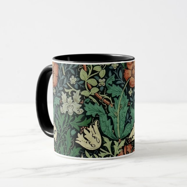 Caneca William Morris Compton Floral Art Nouveau Pattern (Frente Esquerda)