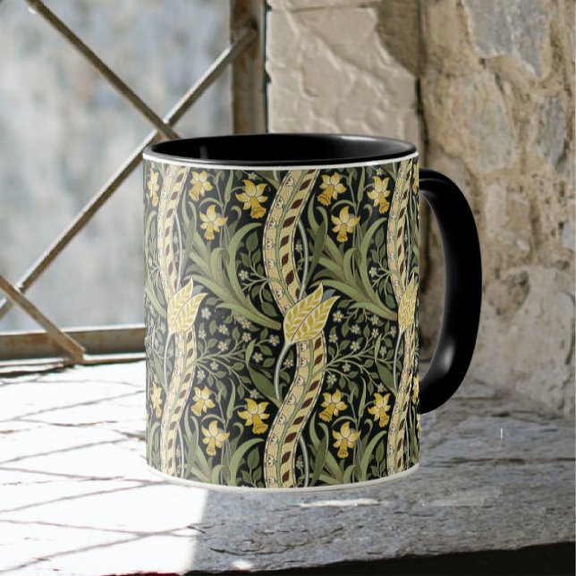 Caneca William Morris Daffodil Floral Textile Pattern (Criador carregado)