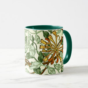 Caneca William Morris - Honeysuckle em verde e Dourado