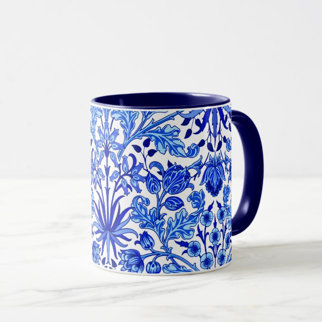Caneca William Morris Hyacinth Impressão, Cobalto Azul e  (Frente Esquerda)