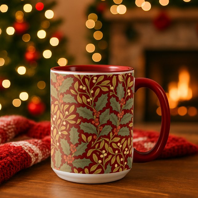 Caneca William Morris Inspirou Holly & Mistletoe (Criador carregado)