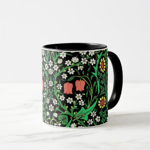 Caneca William Morris Jacobean Floral, Fundo Negro