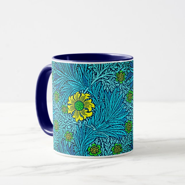 Caneca William Morris Marigold, Turquesa e Cobalto Azul (Frente Esquerda)