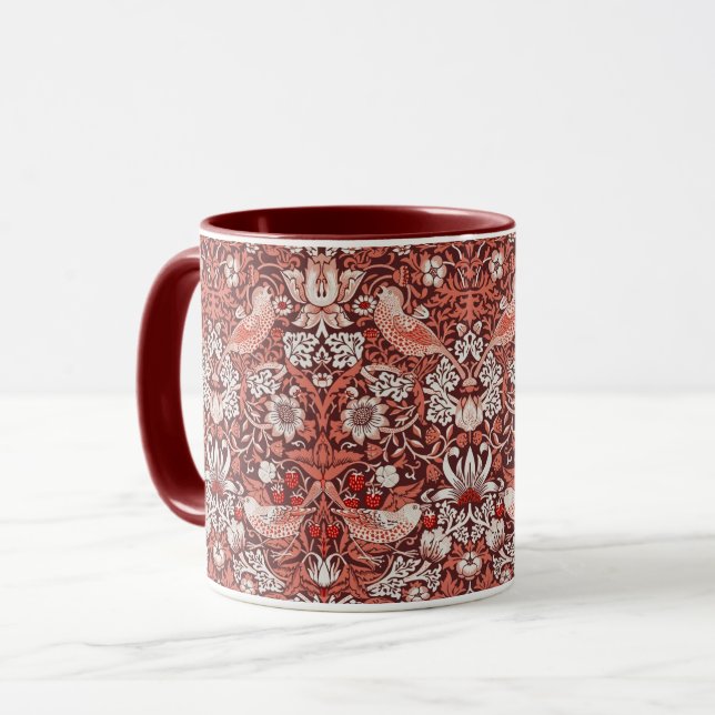 Caneca William Morris Morango Ladrão Terracota Pássaro (Frente Esquerda)