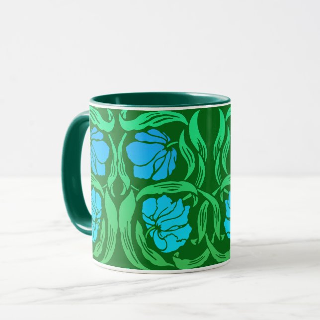 Caneca William Morris Pimpernel, Blue & Emerald Green (Frente Esquerda)