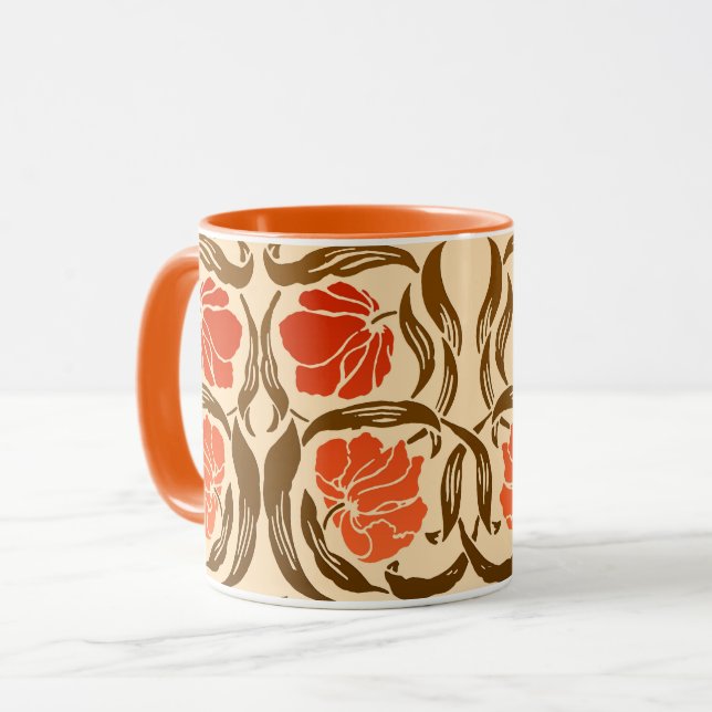 Caneca William Morris Pimpernel, Rust Orange e Brown (Frente Esquerda)