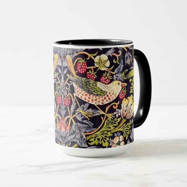 Caneca William Morris Strawberry Thef Floral Art Nouveau (Frente Esquerda)