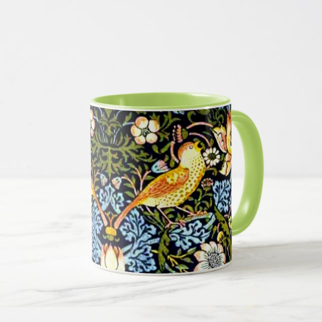 Caneca William Morris, Strawberry Thief, (Frente Esquerda)