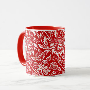 Caneca William Morris Sunflower, Deep Red e White