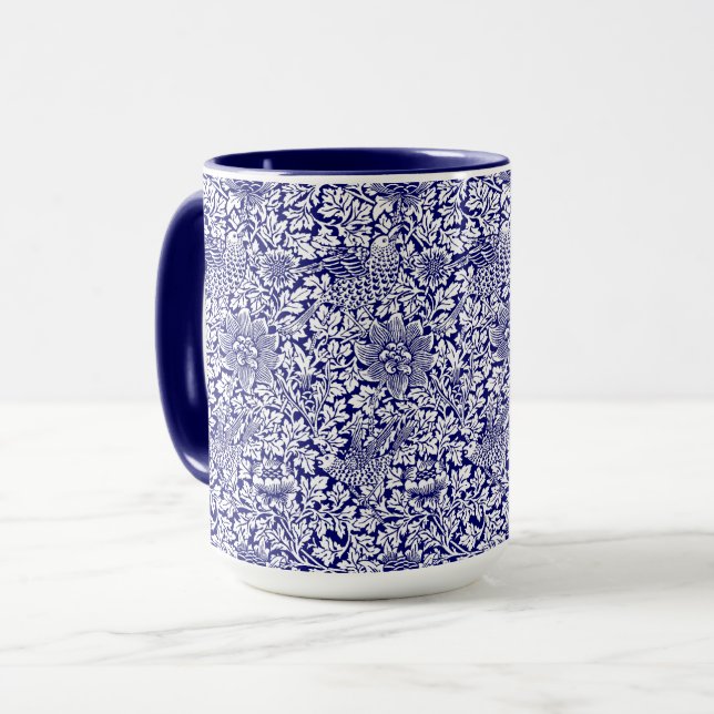 Caneca William Morris Vintage Bird & Anemone Patterno (Frente Esquerda)