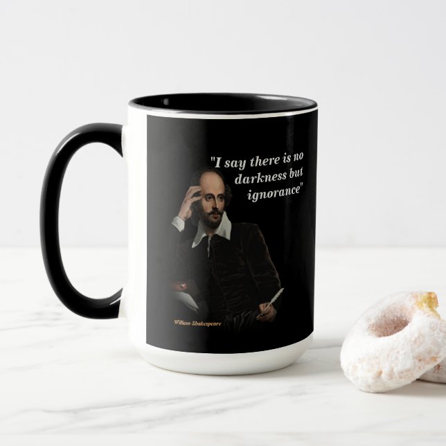 Caneca William Shakespeare Cita Sobre A Ignorância (Com Donut)