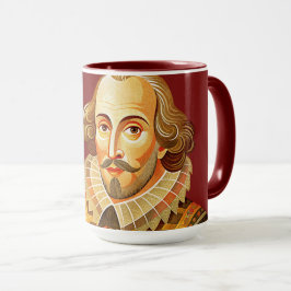 Caneca William Shakespeare - Ilustração de retrato para s