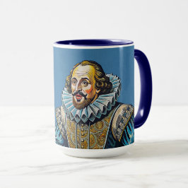Caneca William Shakespeare - Ilustração de retrato para s