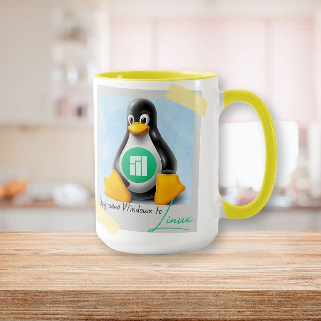 Caneca Windows Manjaro Linux Tux atualizado (Upgraded Windows Manjaro Linux Tux Mug)