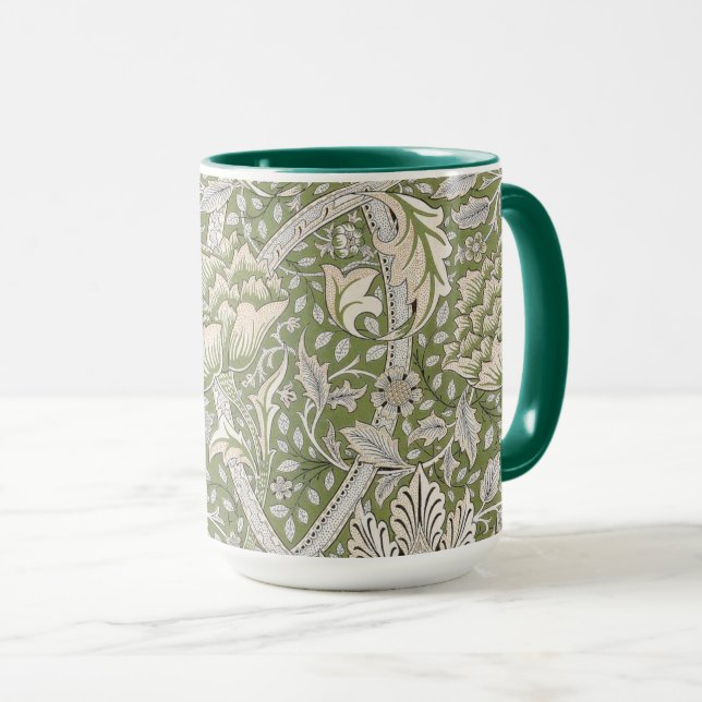 Caneca Windrush Pattern (por William Morris) (Frente Esquerda)