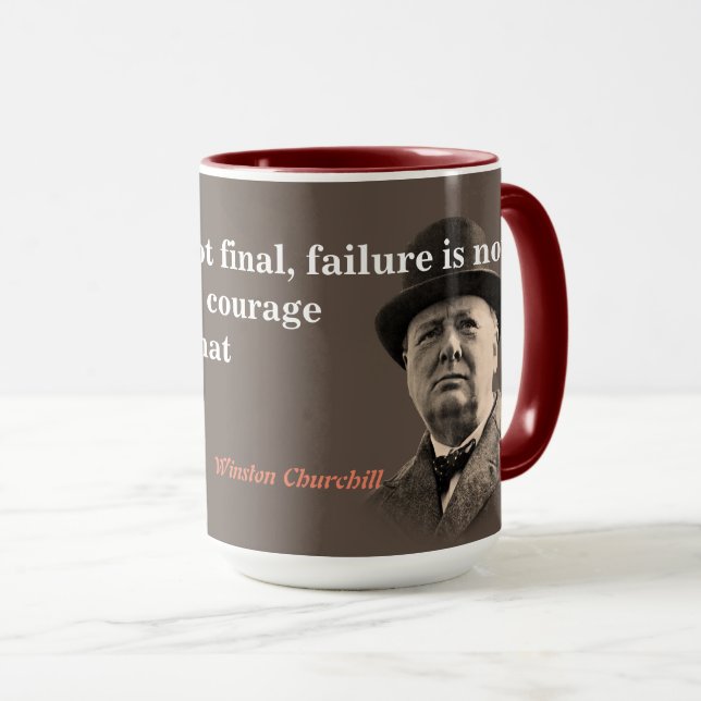 Caneca Winston Churchill Cotação Sobre Coragem (Frente Esquerda)