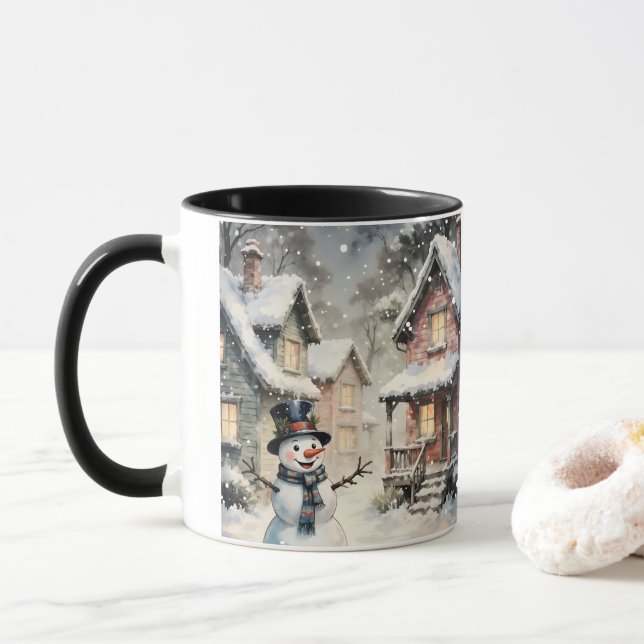 Caneca Winter Snowy Scene Mug (Com Donut)