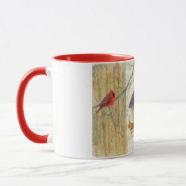 Caneca Winter Watercolor Cardinals