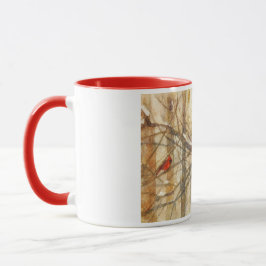 Caneca Winter Watercolor Cardinals