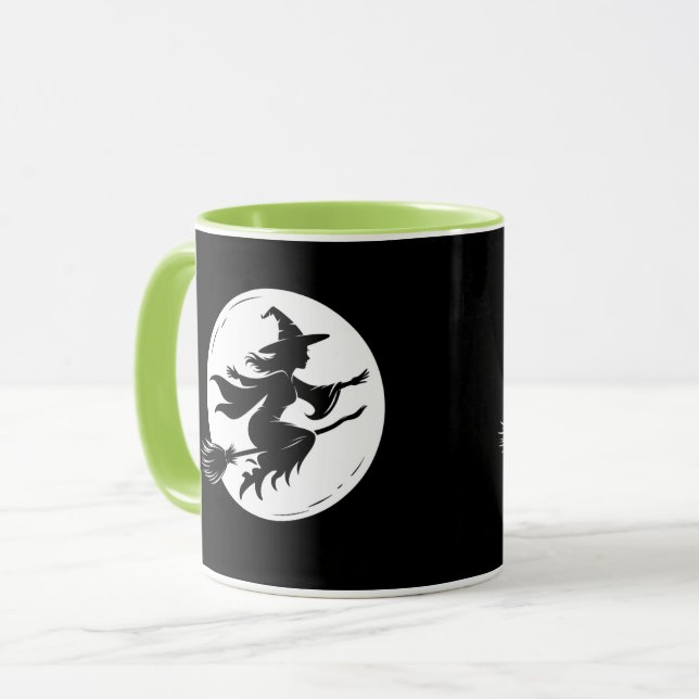 Caneca Witch Silhouette Mug, Halloween, Whimsical Witch,  (Frente Esquerda)