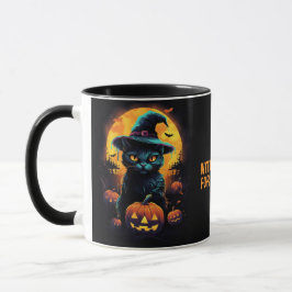 Caneca WITCHY BREW for (name), Black Cat Halloween