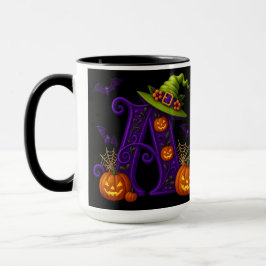 Caneca Witchy Halloween Inicial "A"