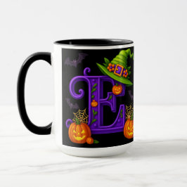 Caneca Witchy Halloween Inicial "E" Mug