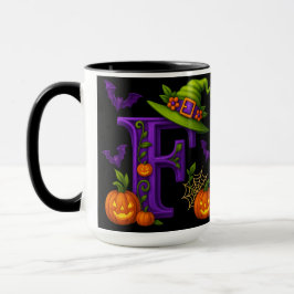 Caneca Witchy Halloween Inicial "F" Mug