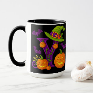 Caneca Witchy Halloween Inicial "Y" Mug