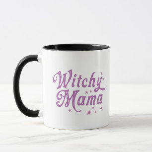 Caneca Witchy Mama Stars Purple White Halloween