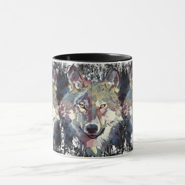 Caneca Wolf Coffee Mug - Wolf Polygon Retro (Centro)