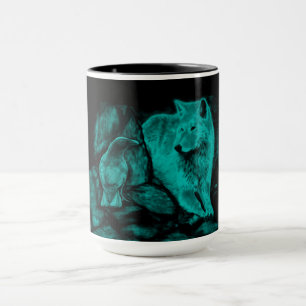 Caneca Wolf e Raven na noite