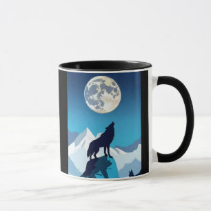 Caneca Wolf Howling na lua cheia