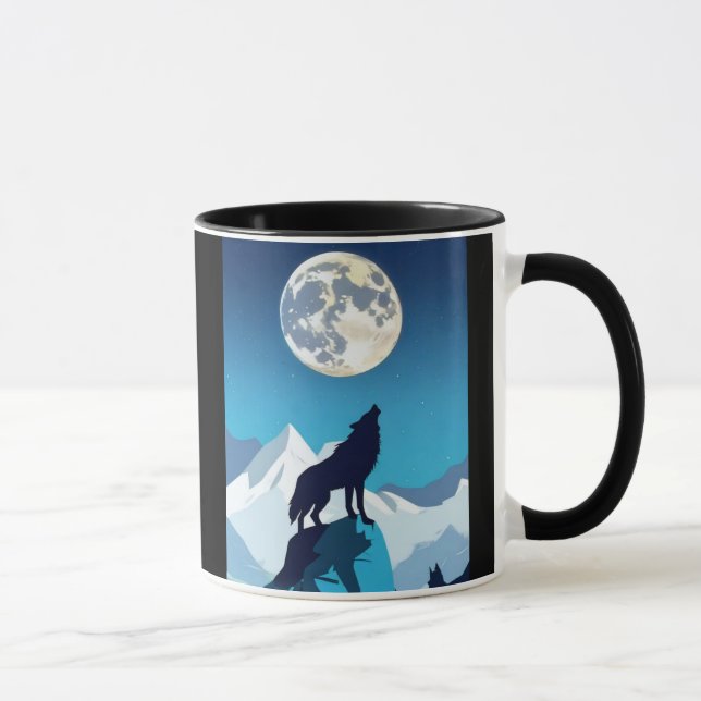 Caneca Wolf Howling na lua cheia (Direita)