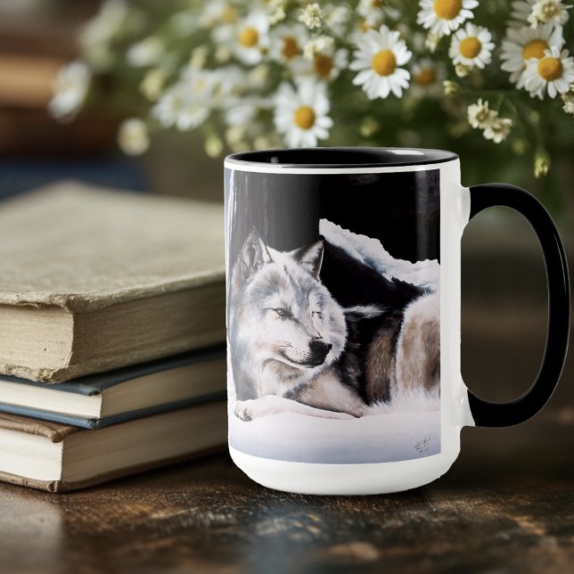 Caneca Wolf Winter Castle Fantasy (Criador carregado)