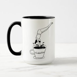 Caneca woman swimming in coffee cup