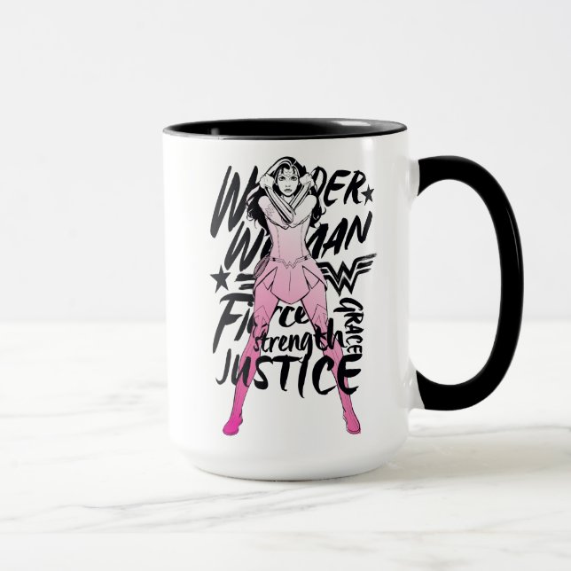 Caneca Wonder Woman Brush Typography Art (Direita)
