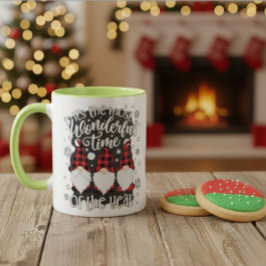 Caneca Wonderful Gnome Truck Plaid Christmas Mug Gift