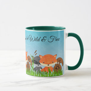 Caneca Woodland Cria Fox Raccoon Squirrel Coffee Mug