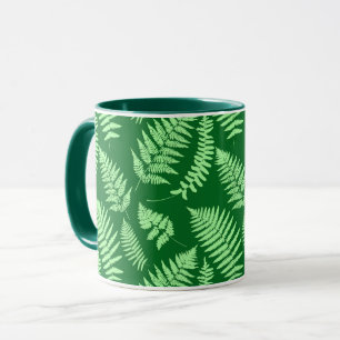 Caneca Woodland Fern Pattern, Light Green e Emerald