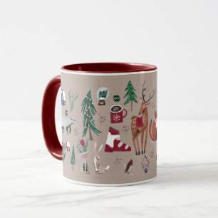 Caneca Woodland Nordic ski Christmas beige Mug